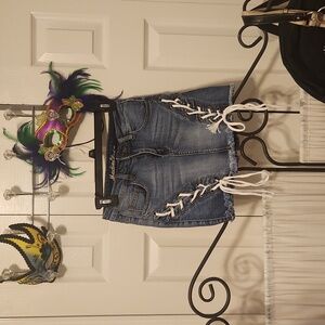 NWT Machine distressed mini denim skirt